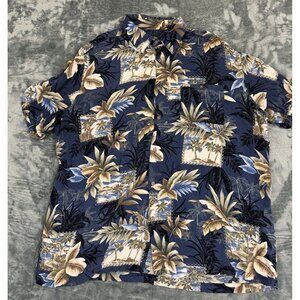 David Taylor Collection Men’s XL Hawaiian Shirt Palm Trees Navy Print